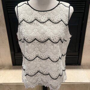 Talbots Lace Black and White Blouse Top